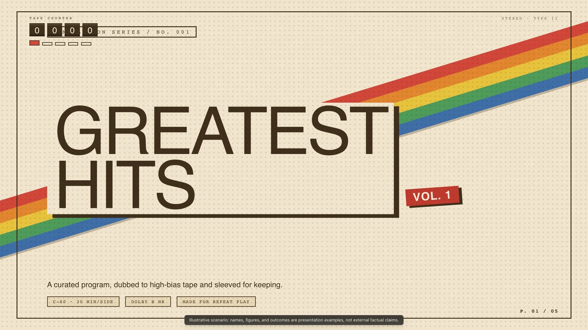 Cassette-Era Packaging — Claude Opus 4.8 — Greatest Hits, Vol. 1 — Hero Final Frame