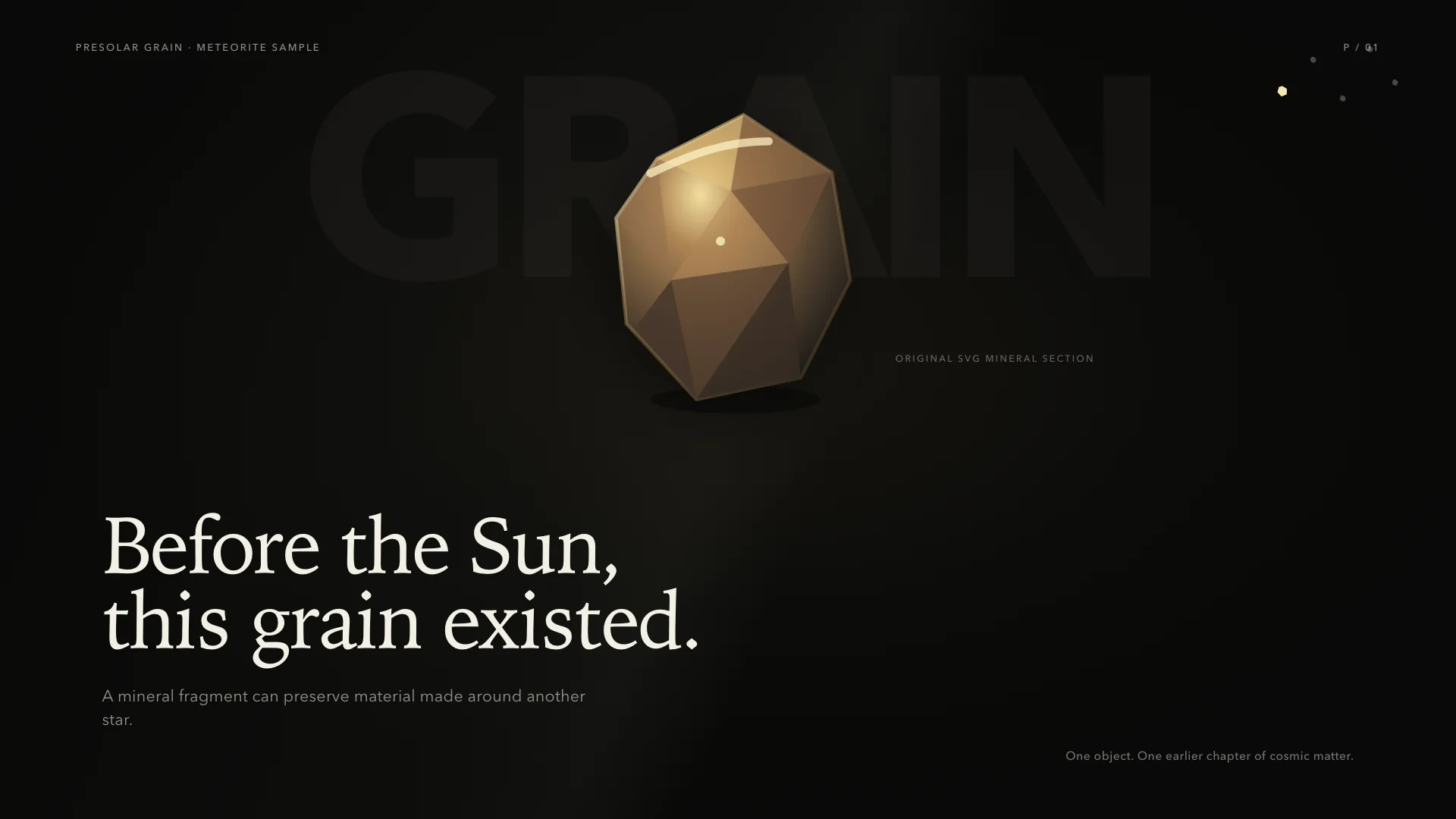 Minimal Product Keynote — GPT 5.6 Sol — Presolar Grain — Hero Final Frame