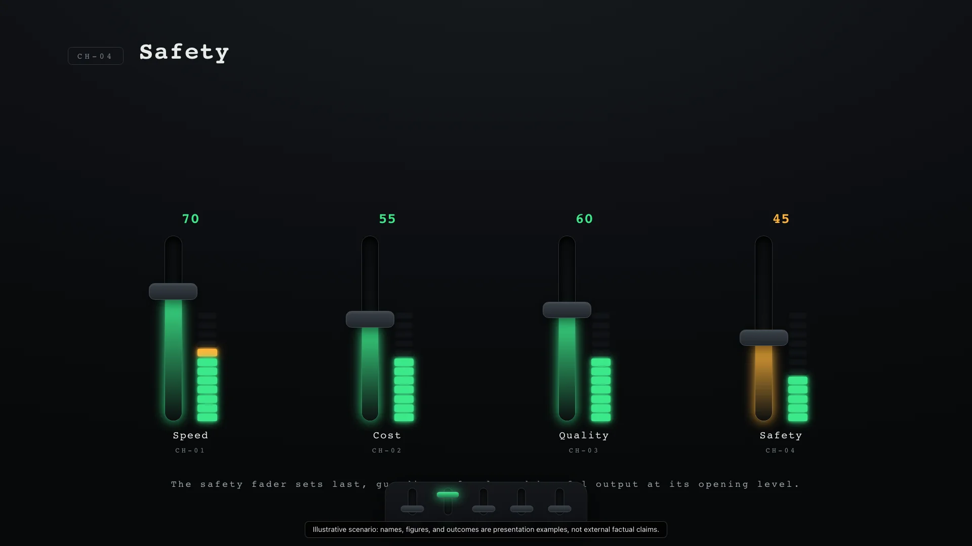 Studio Mixing Console — Claude Opus 4.8 — Tuning the Model — Hero Final Frame