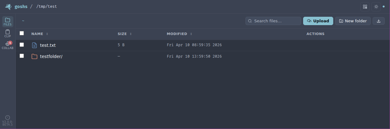 goshs web interface screenshot