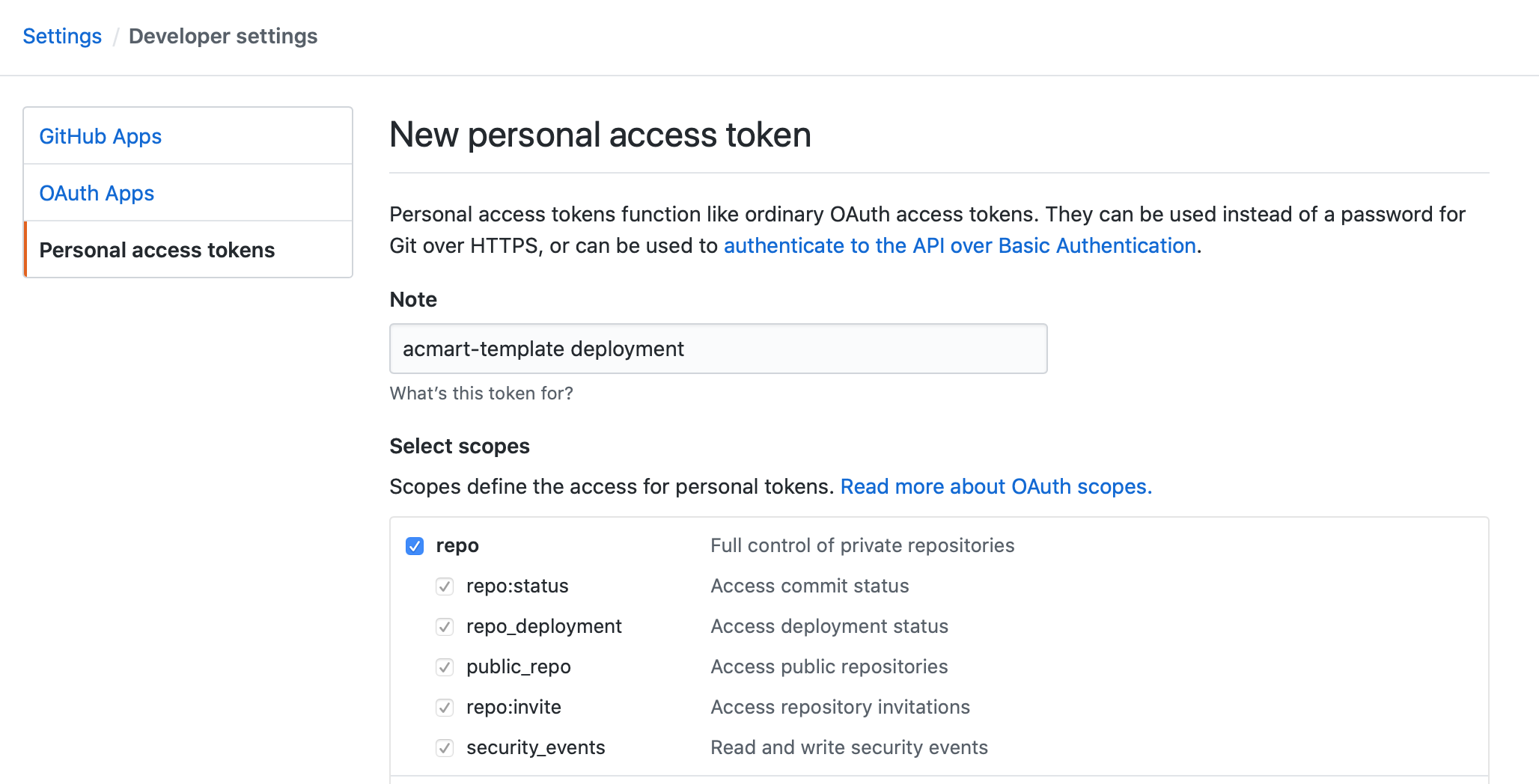 Github Personal Access Token