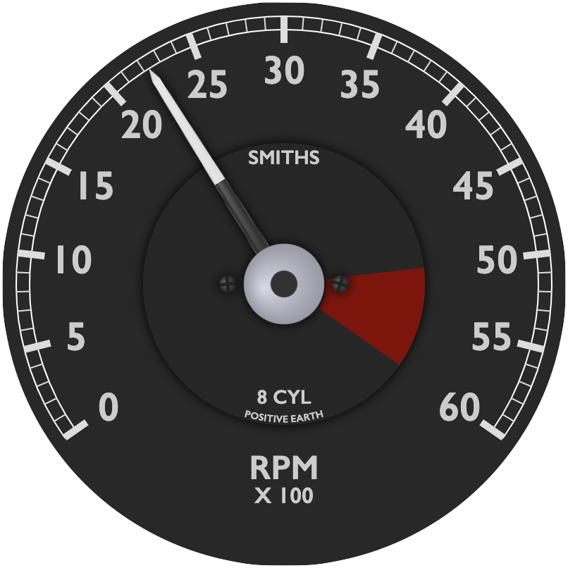 Simulated Jaguar E-type tachometer