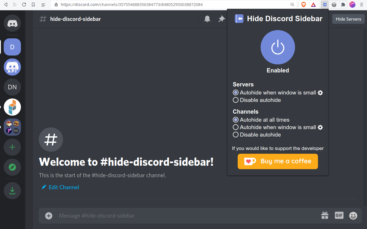 Image of Hide Discord Sidebar