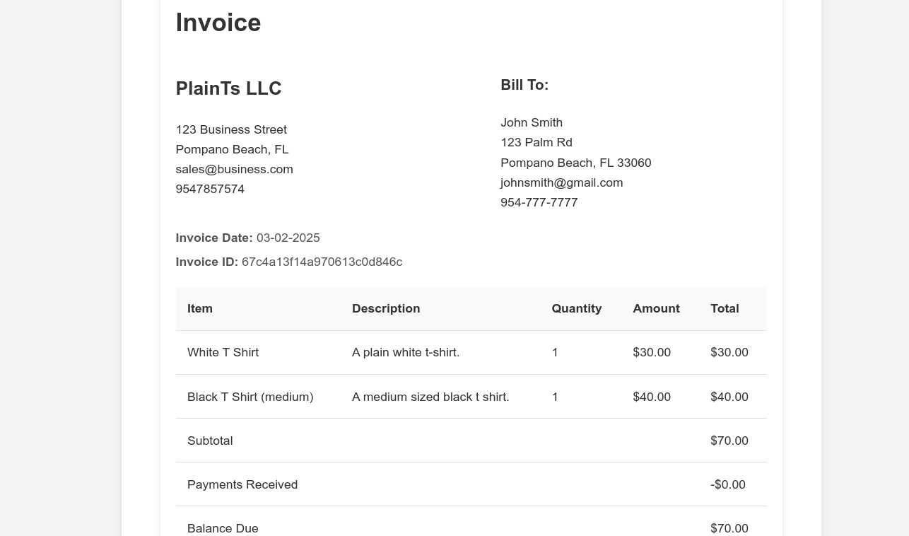 Screenshot of invos invoice creation interface showing a clean, simple form