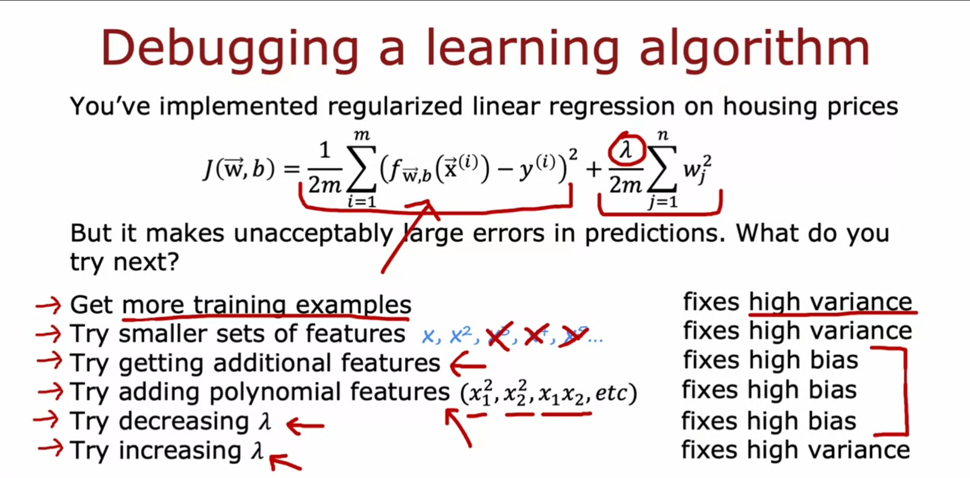 summary of learning algorithm: