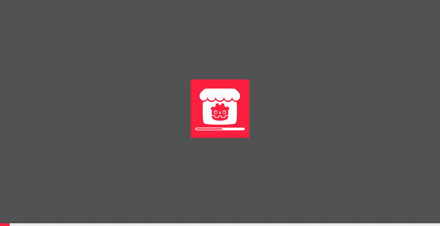 Centered art with a full-width bar pinned to the bottom edge