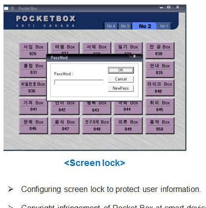PocketBox password screen lock, exhibit 9