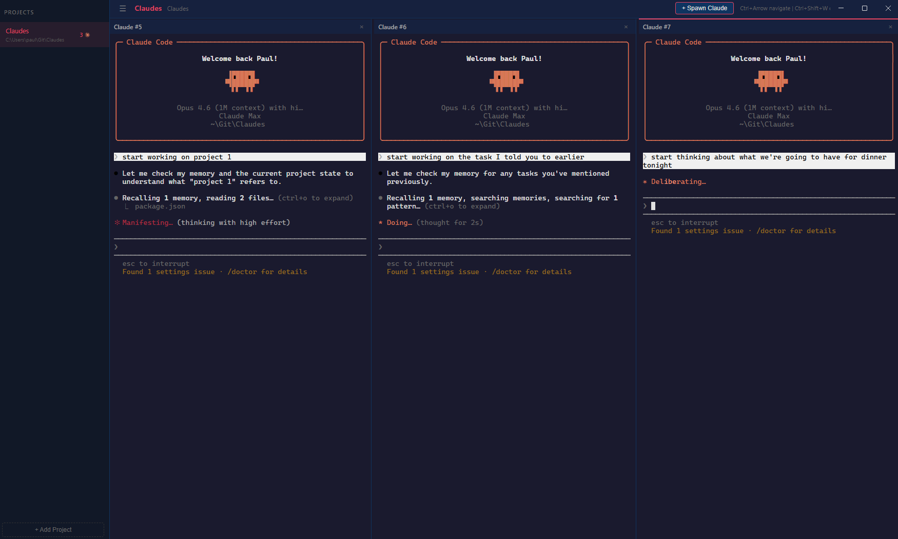 Claudes - multiple Claude Code sessions running side-by-side