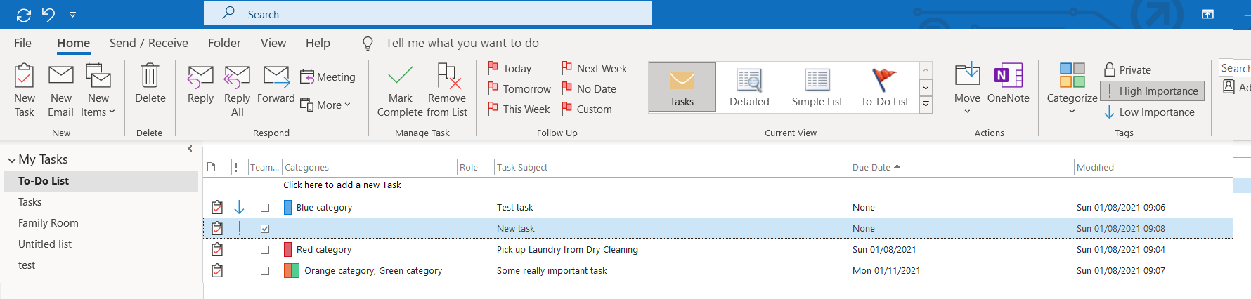 Outlook Tasks Screenshot