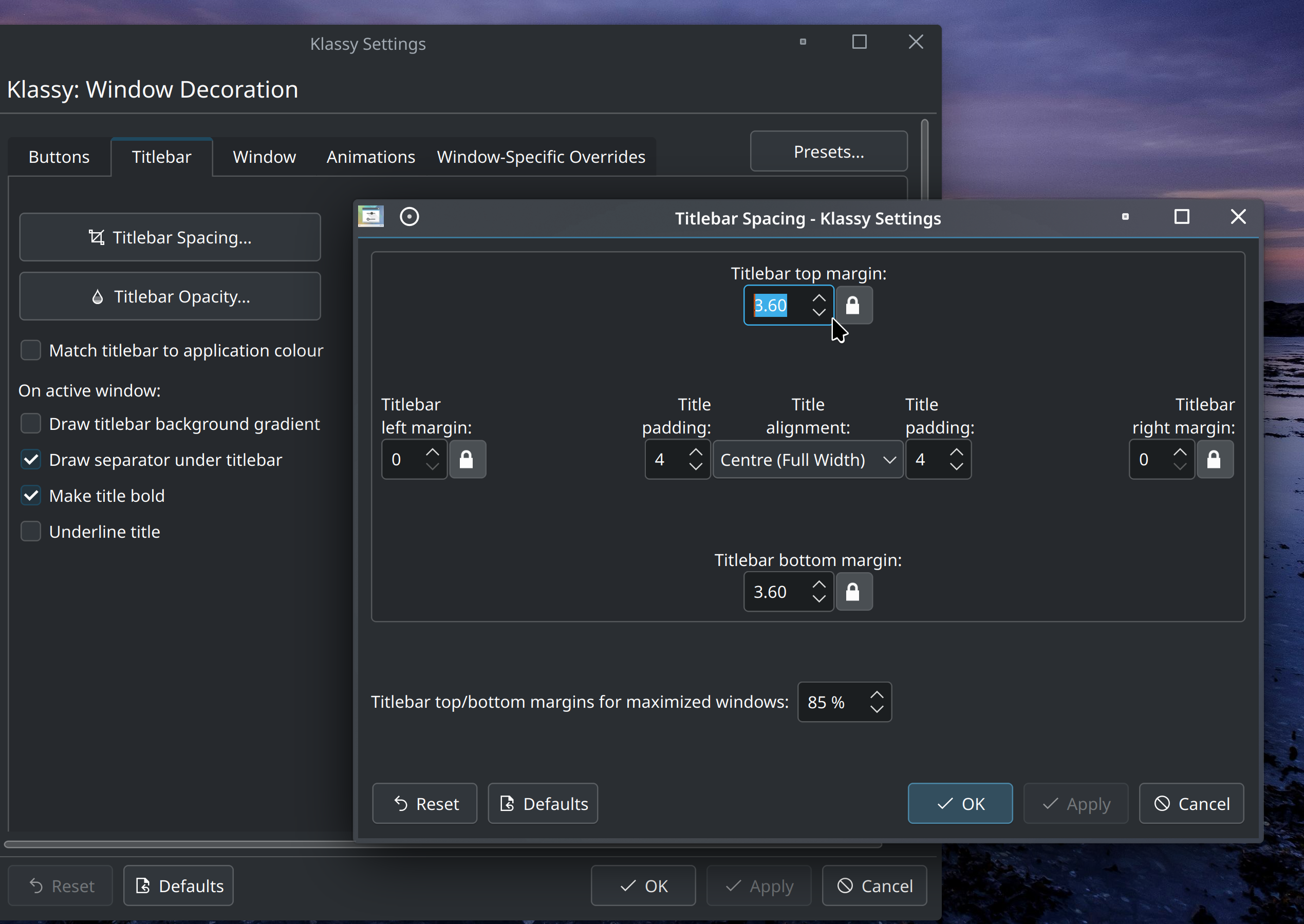 Screenshot of Alignment & Spacing tab Screenshot of Alignment & Spacing tab