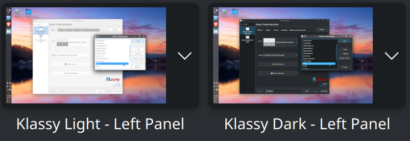 Left panel dark/light theme selection Left panel dark/light theme selection