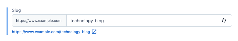 Slug Field Example with website domain