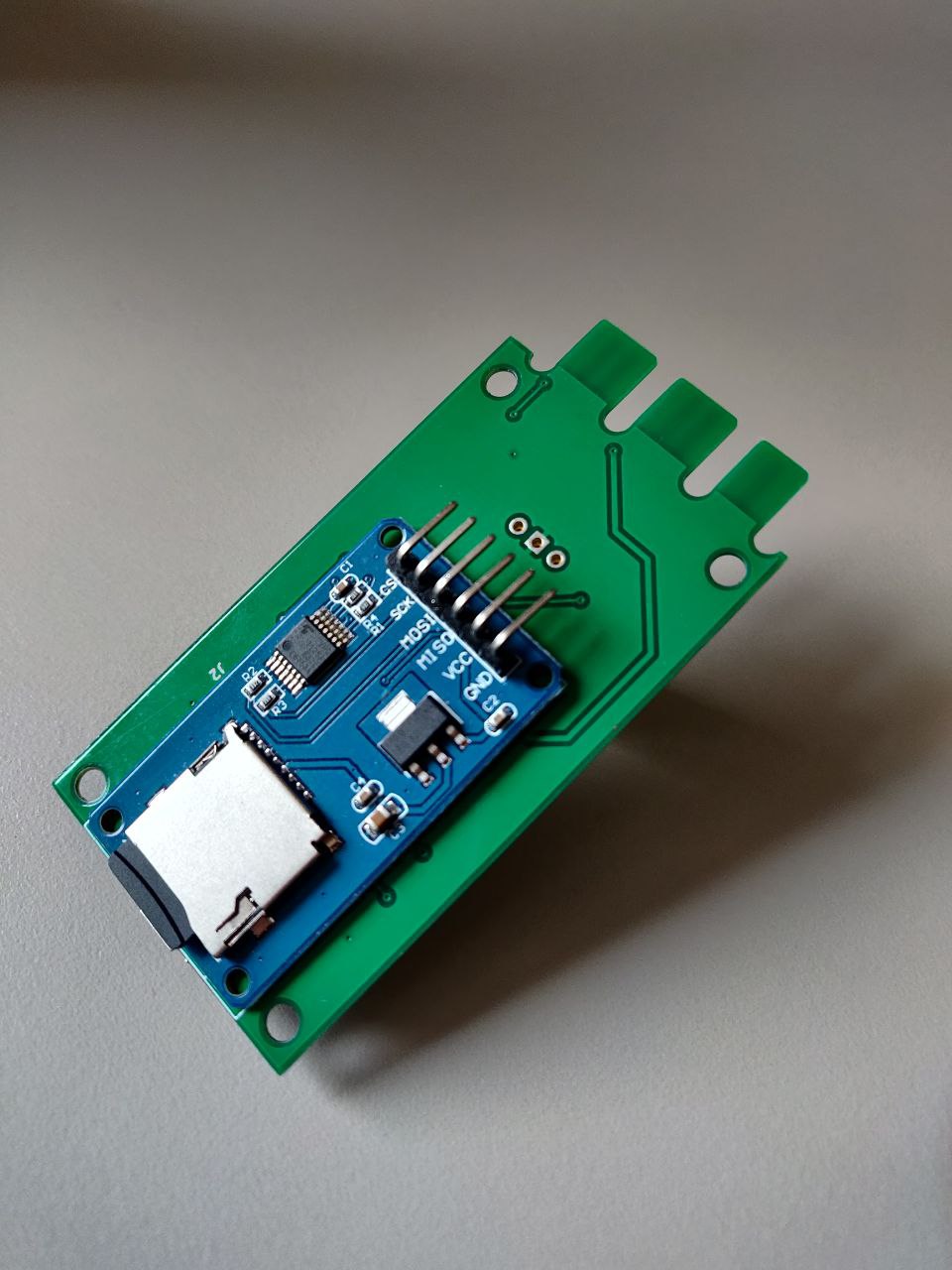 PCB v1.1 with MicroSD SPI expansion board