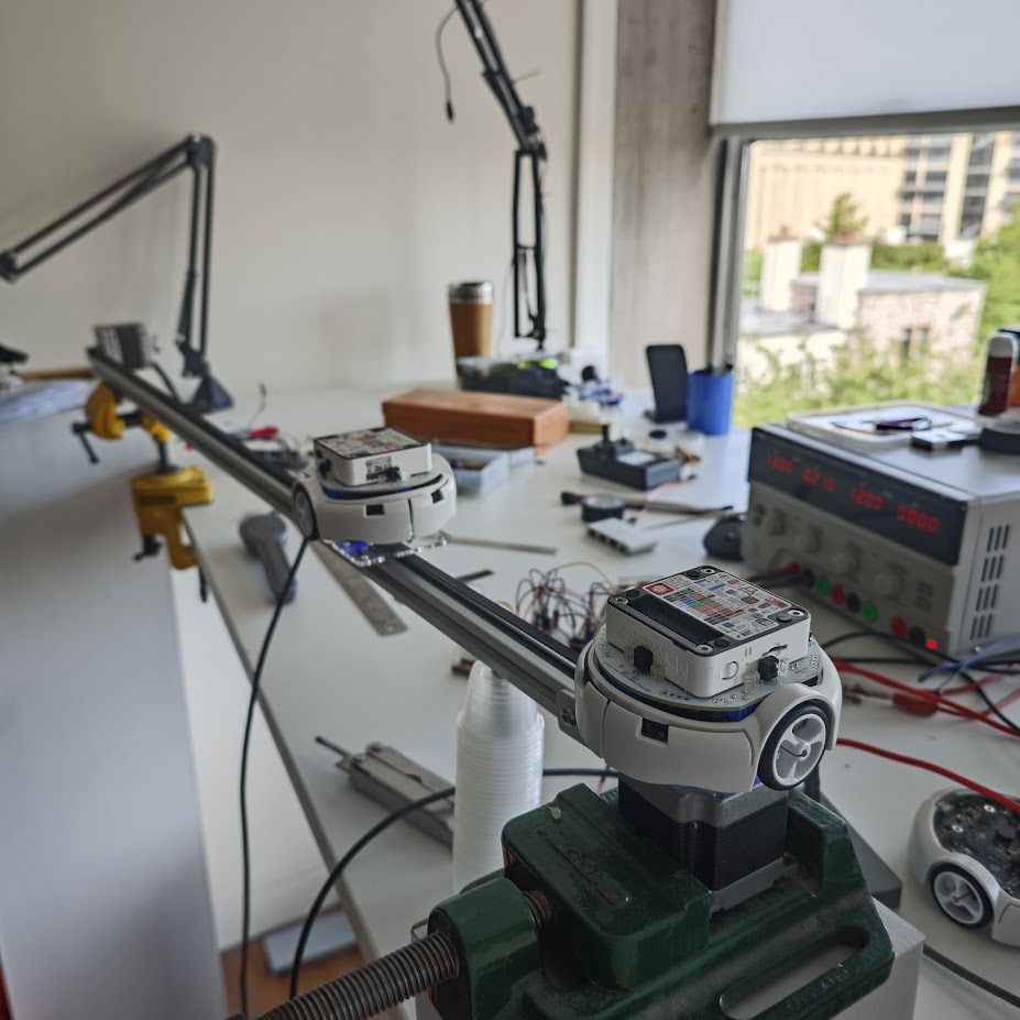 image of a test rig to take measurements of communication between two robots