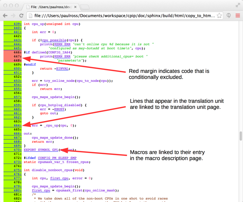 Annotated source code of cpu.c