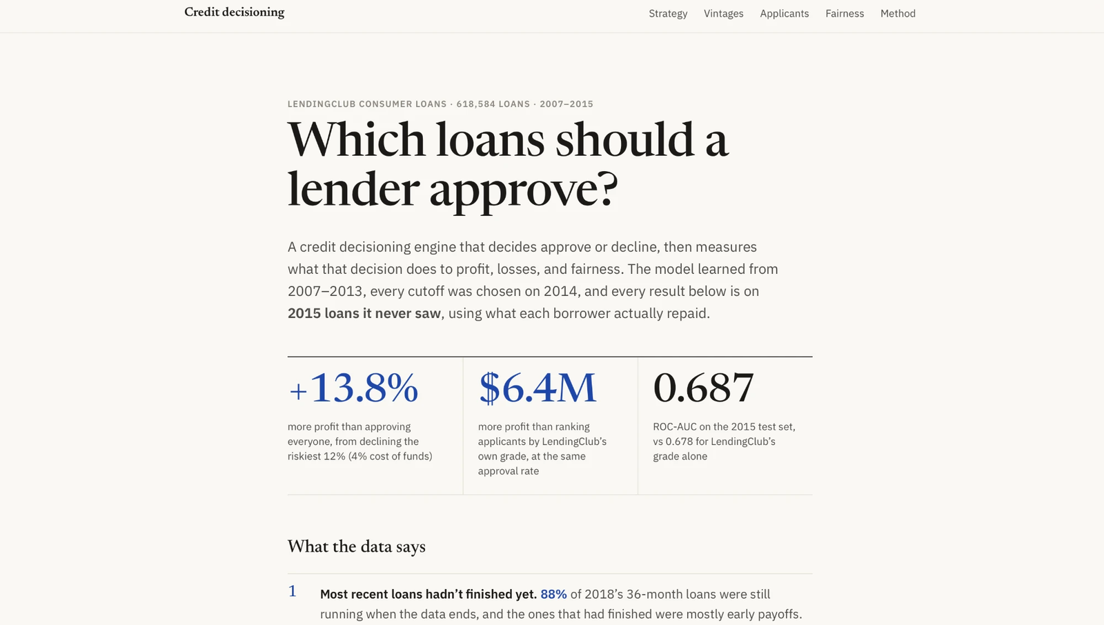 Credit Decisioning Engine dashboard