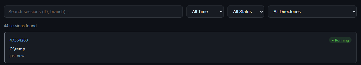 copilot-lens sessions list