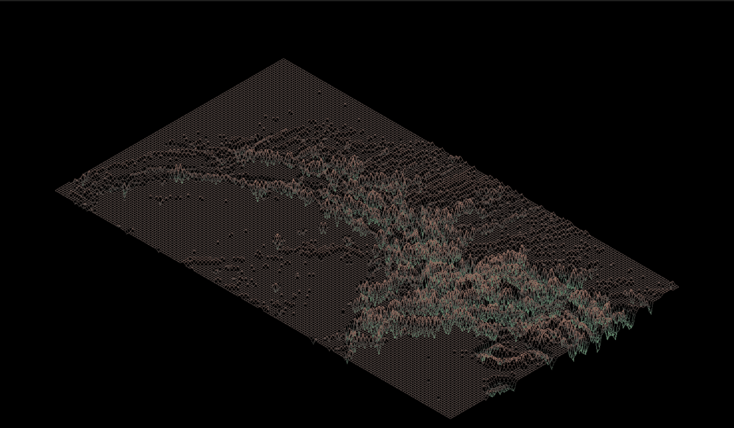 Isometric wireframe of a height map