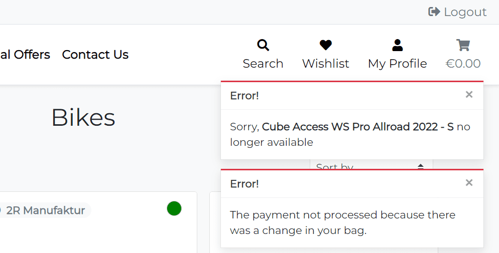 checkout error