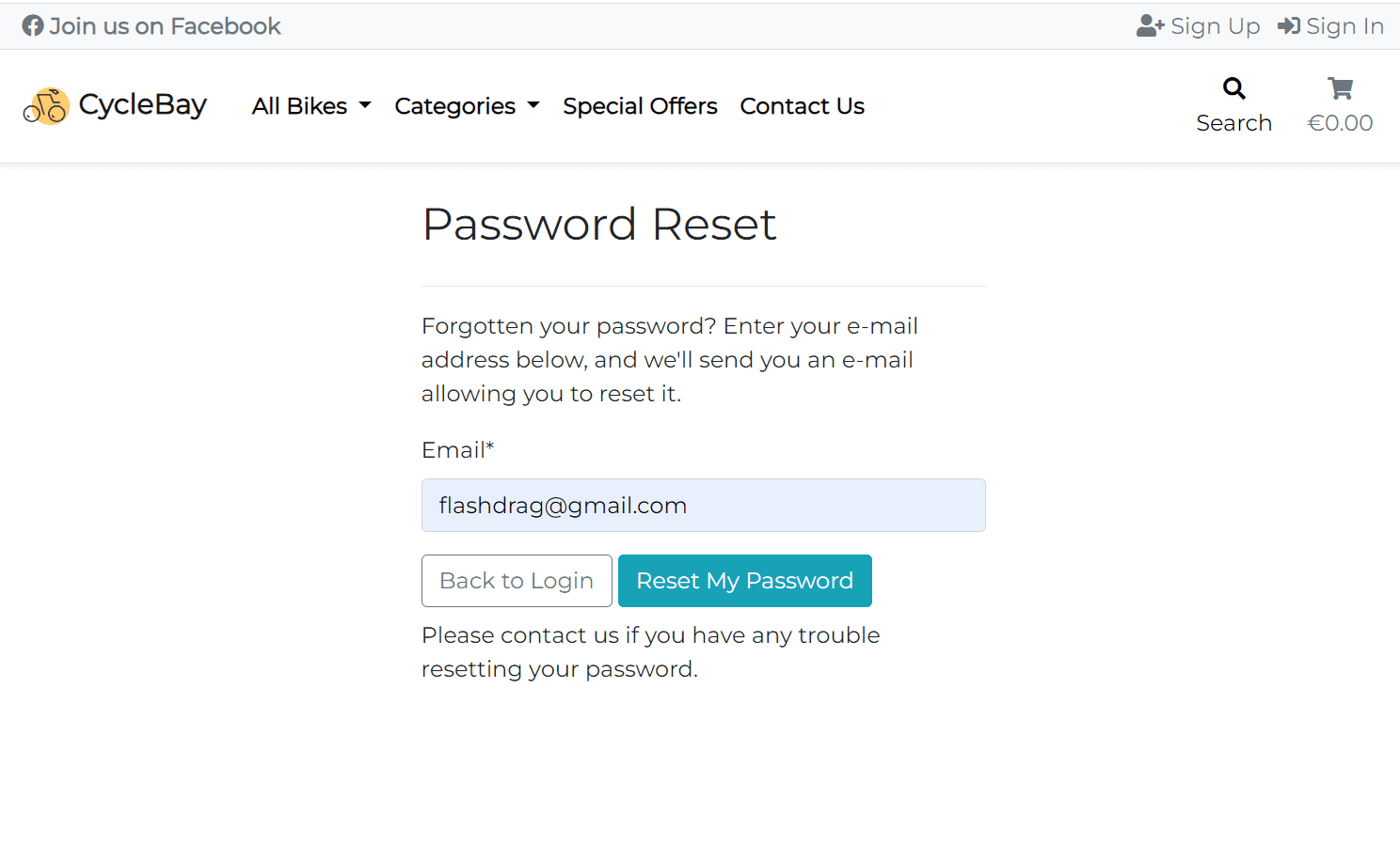 password reset