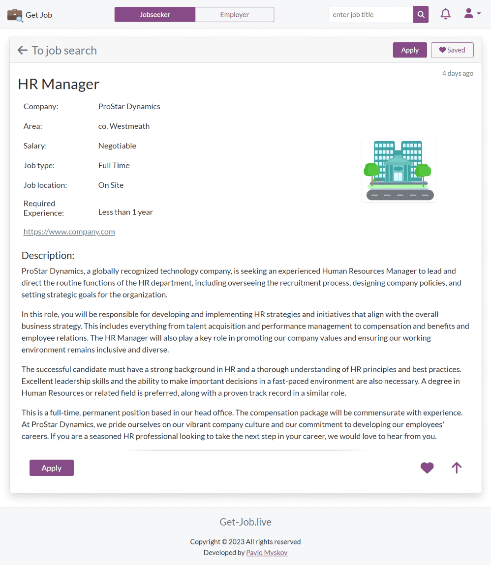 jobseeker job details page