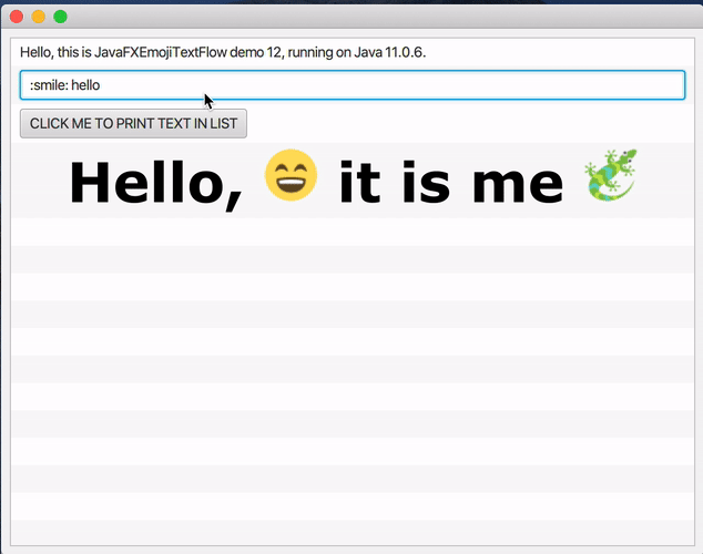 example emoji text flow with list view