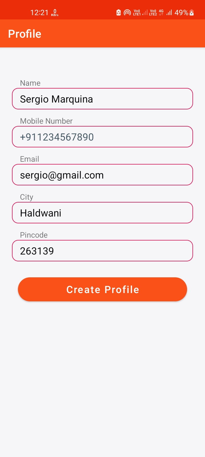 User Profile Creation