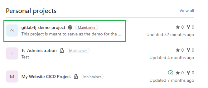 My Gitlab Projects List
