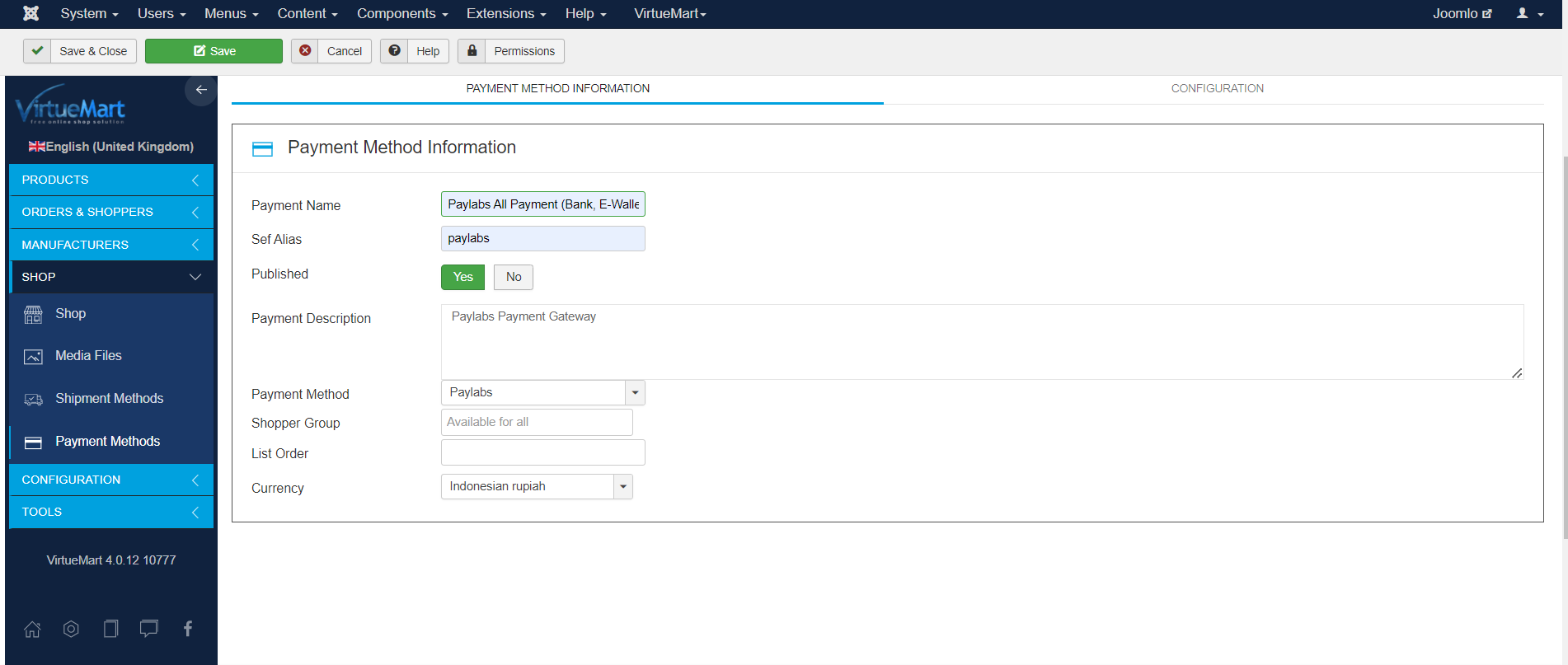 Config Paylabs Joomla