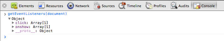 Output of using getEventListeners()