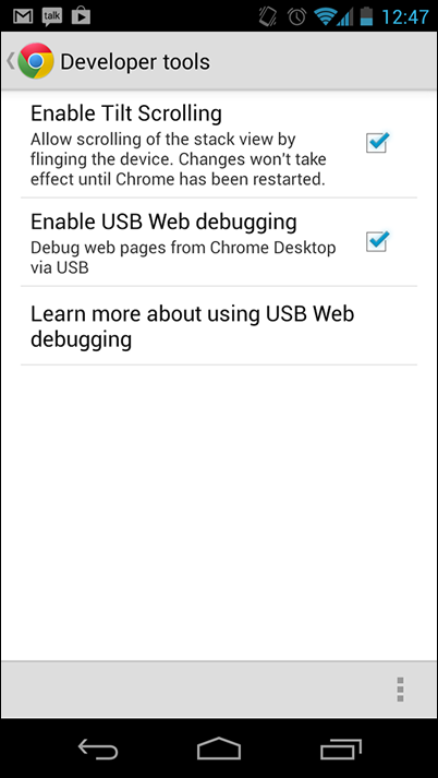 Enable USB Web Debugging in Chrome for Android