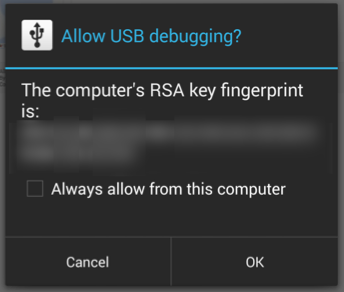 USB debugging permission alert