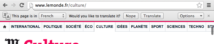 An infobar asking whether the user wants to translate the current page