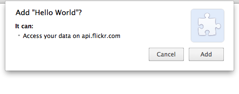 Permission warning: 'It can: Access your data on api.flickr.com'