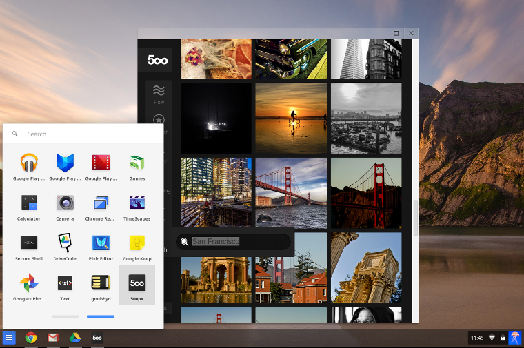 500px Chrome App launched from Chrome App Launcher