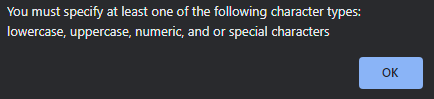 Alert indicating that all criteria was excluded from selection. At least one of the above criteria must be selected.