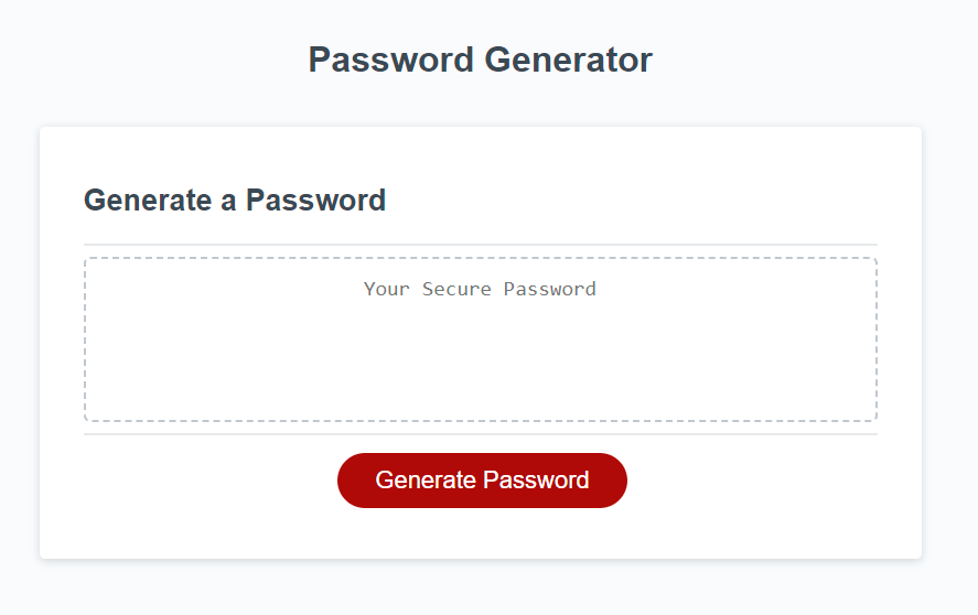 Click a large red button to generate a password