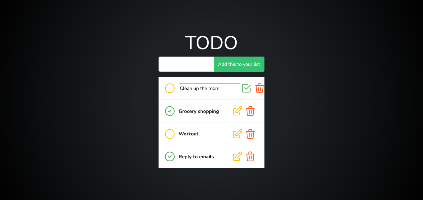 Todo Page screenshot