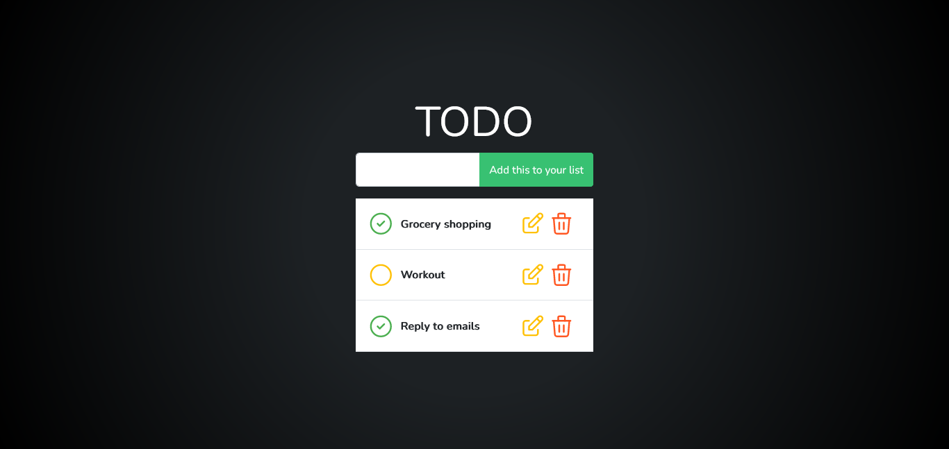 Todo Page screenshot