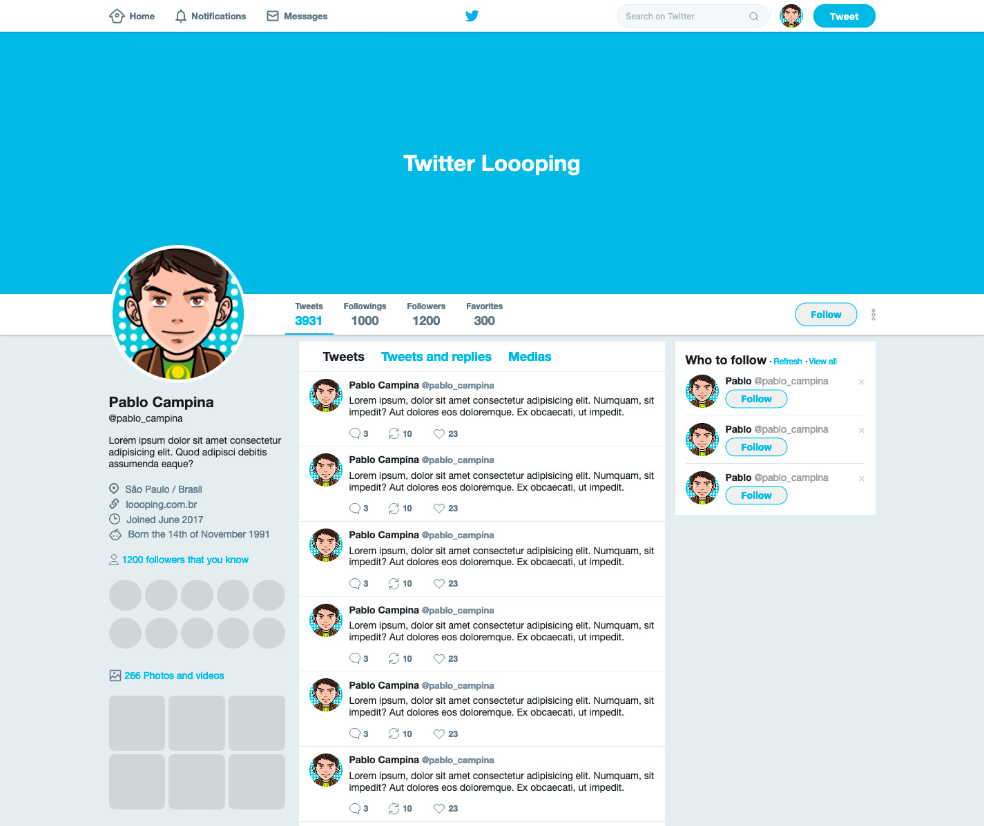 Twitter replica with flexbox