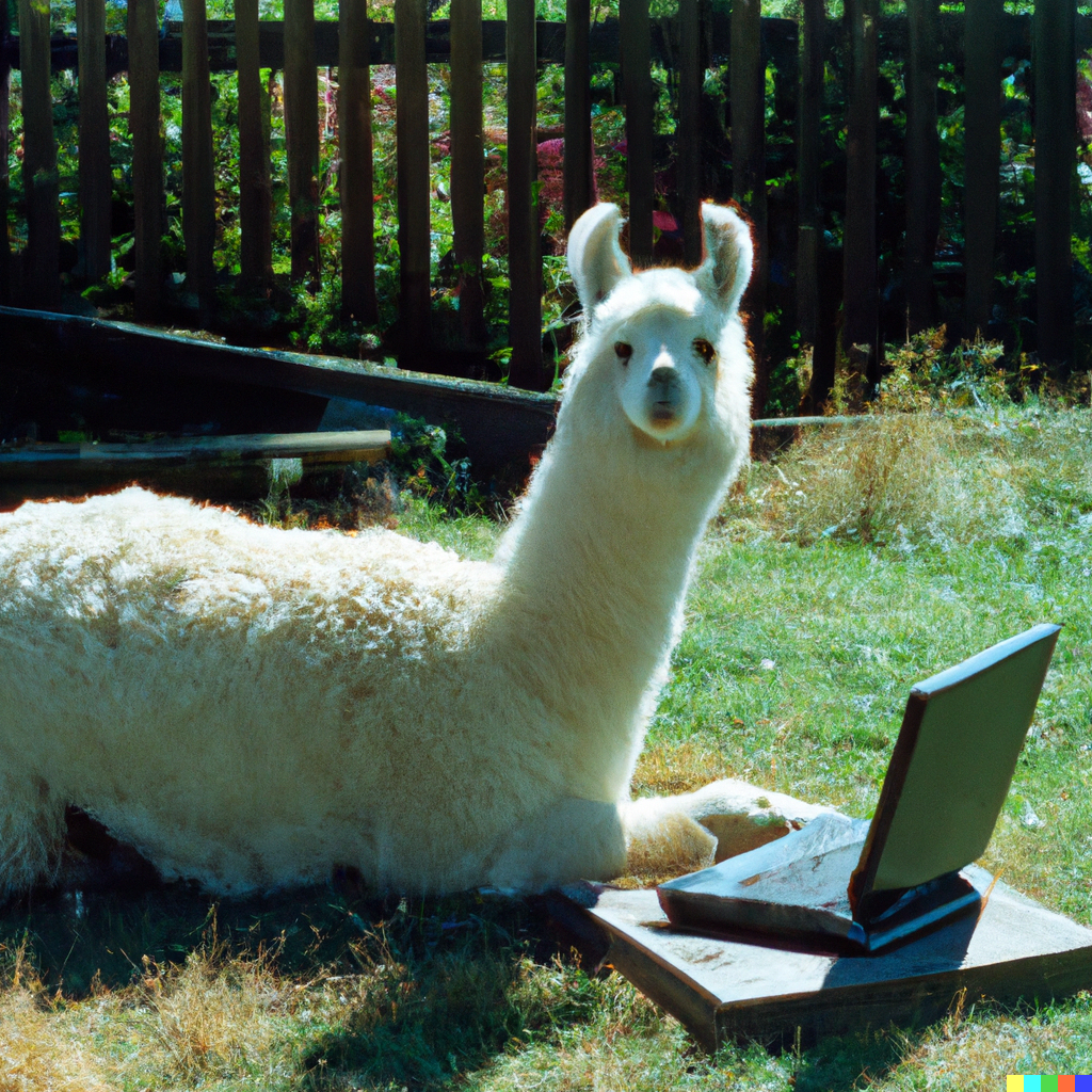 llama working on a laptop to retrieve data