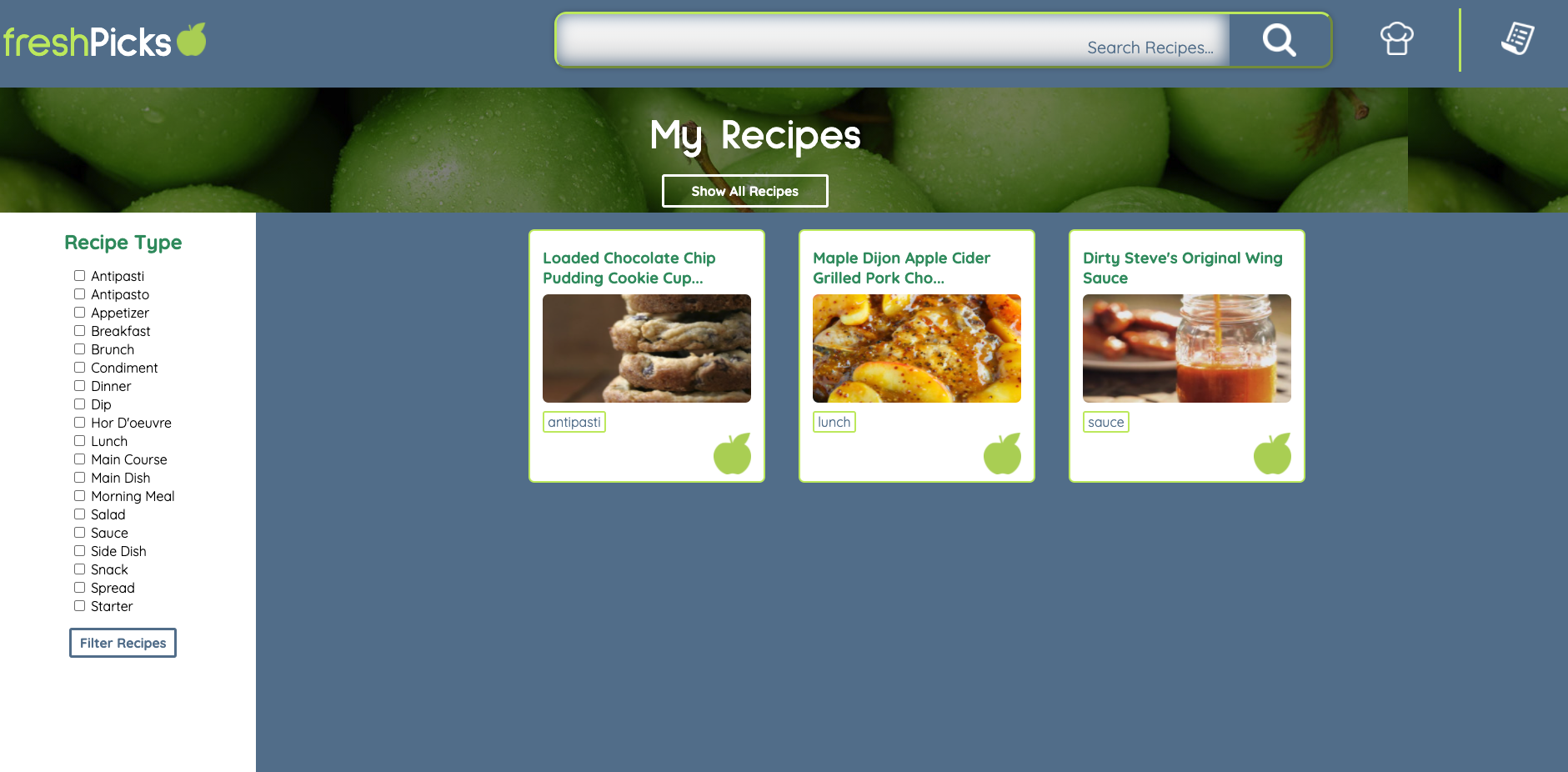 Saved Recipes View