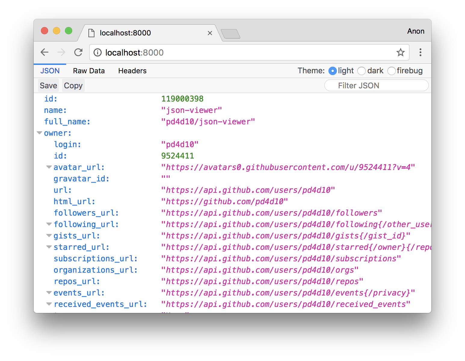 json viewer in safari