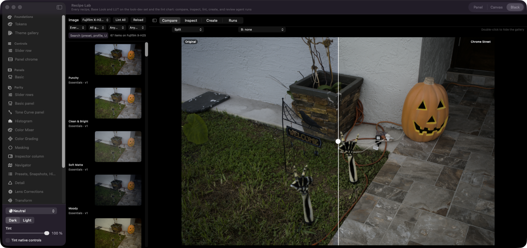 The Recipe Lab gallery and split compare