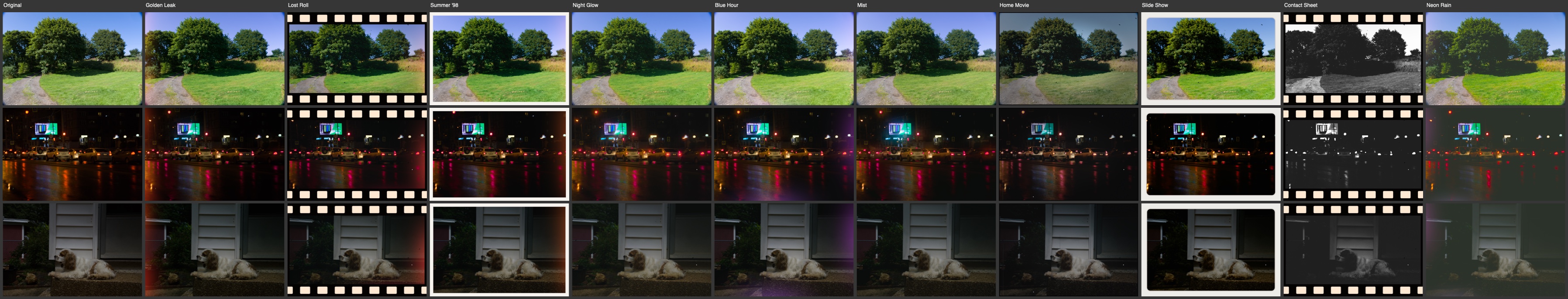 The ten mood looks on three photos, beside the original