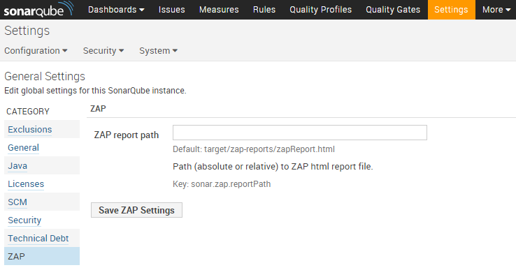 ZAP report path