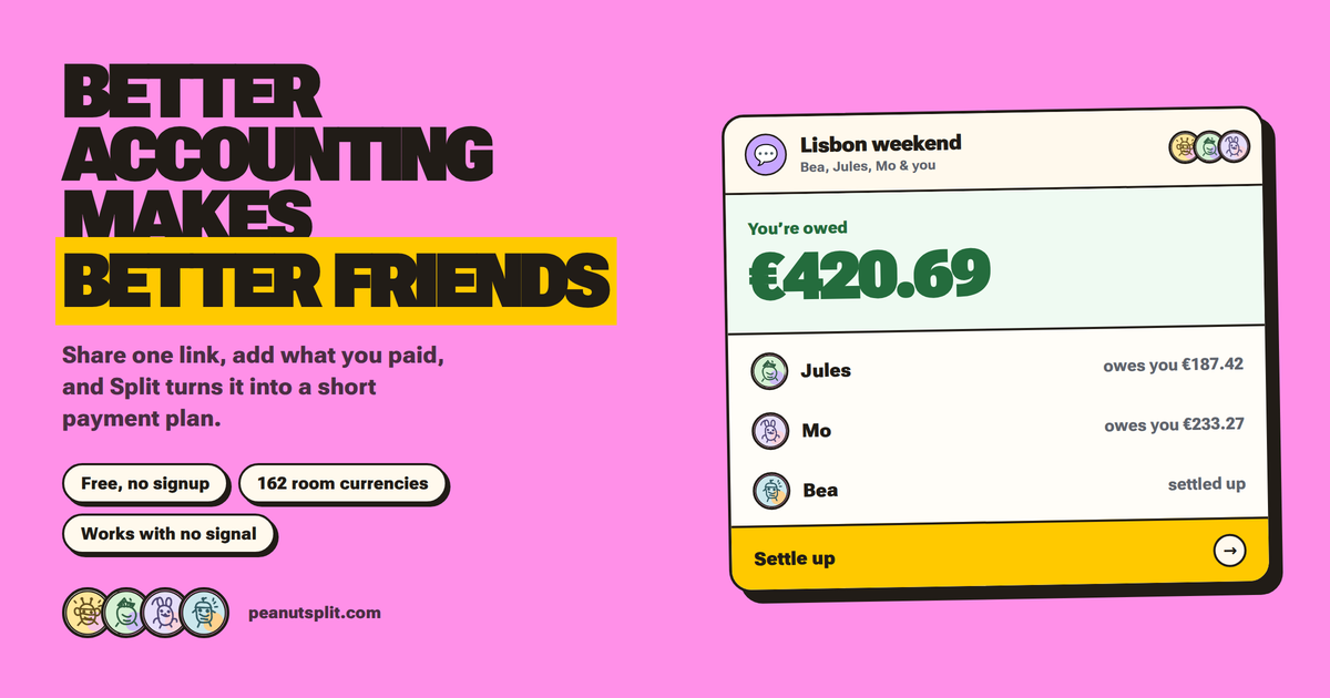 Peanut Split: share one link, add what you paid, and Split turns it into a short payment plan