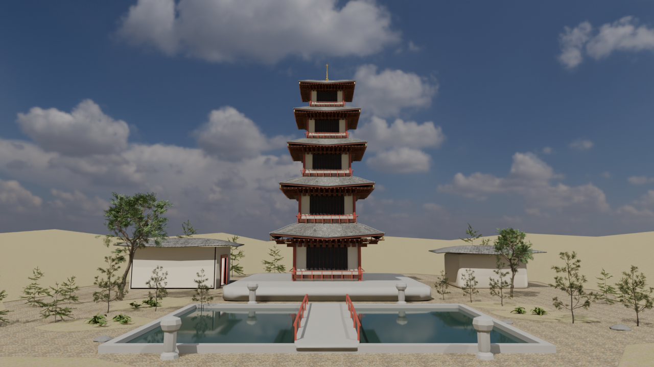 Courtyard pagoda key frame