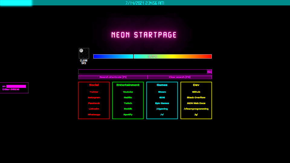 Neon Startpage