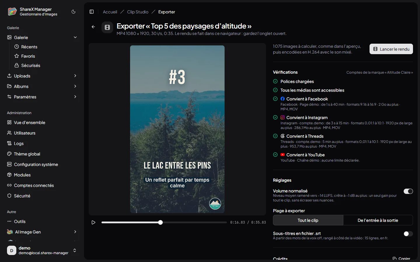 Écran Exporter